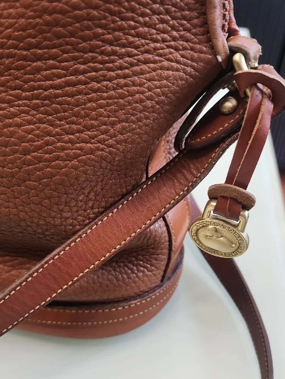 Dooney & Bourke  Chestnut Brown Pebbled Leather Satchel All Weather. No Tag